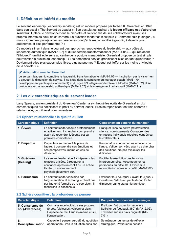 Une page du cours MAN 1.06