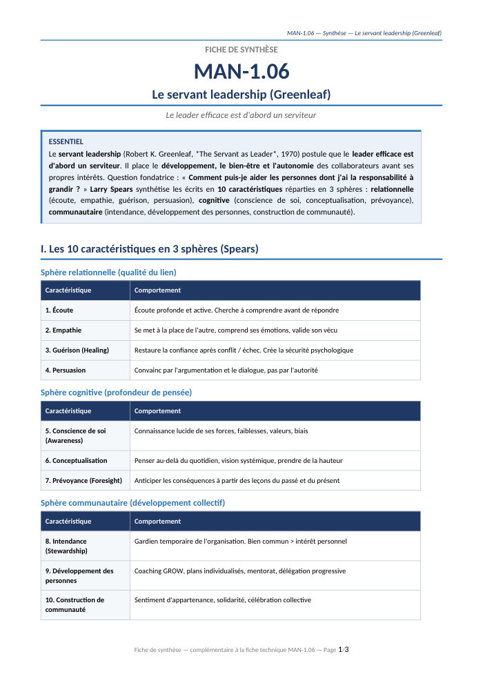 Première page de la synthèse
