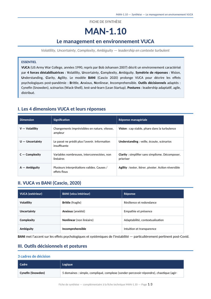 Première page de la synthèse