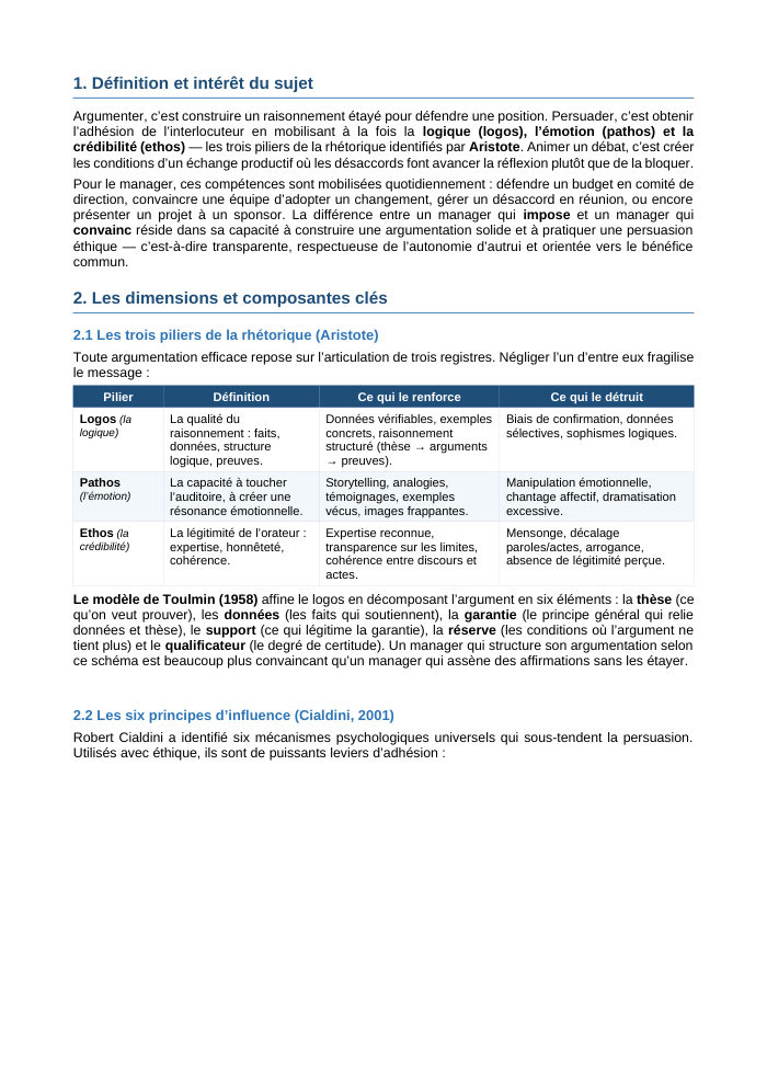 Une page du cours MAN 2.06