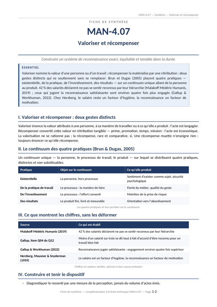 Première page de la synthèse