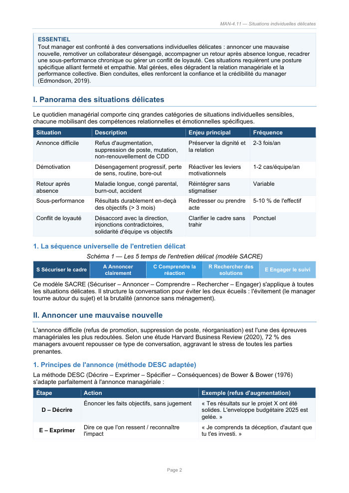 Une page du cours MAN 4.11