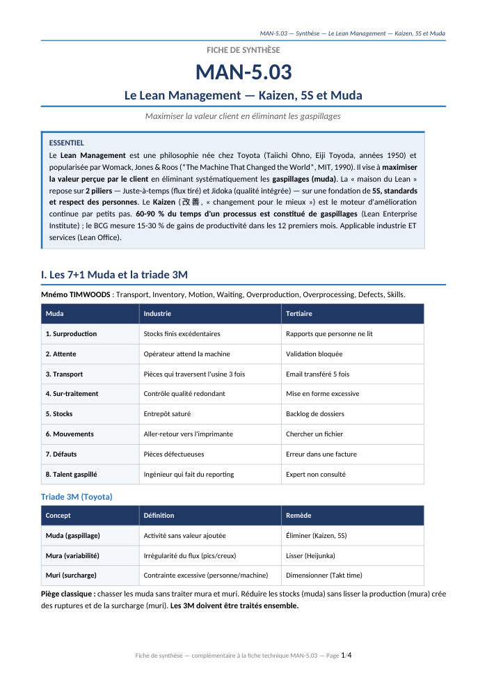 Première page de la synthèse