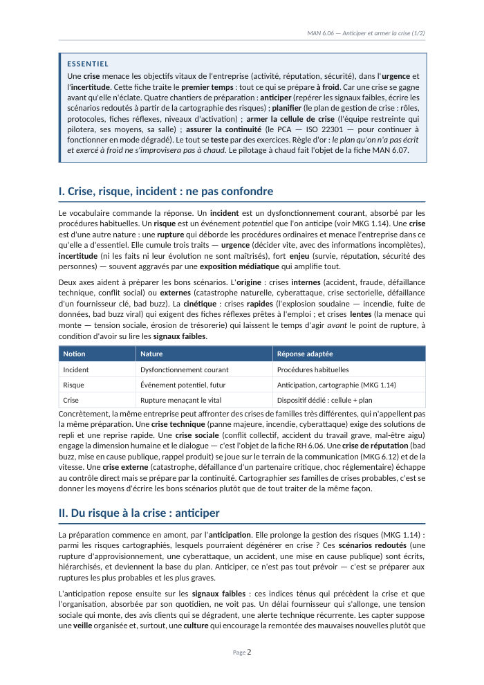 Une page du cours MAN 6.06