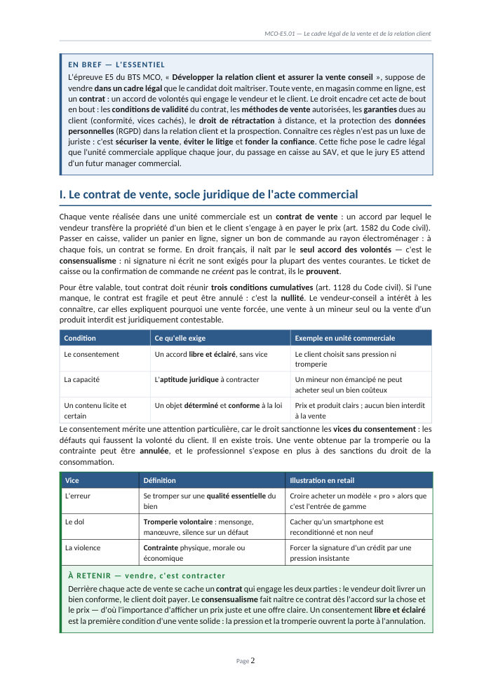 Une page du cours MCO E5.01