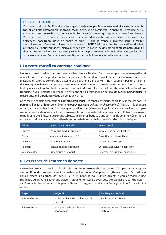 Une page du cours MCO E5.07