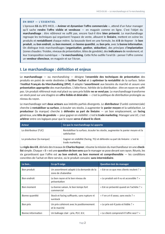 Une page du cours MCO E6.06