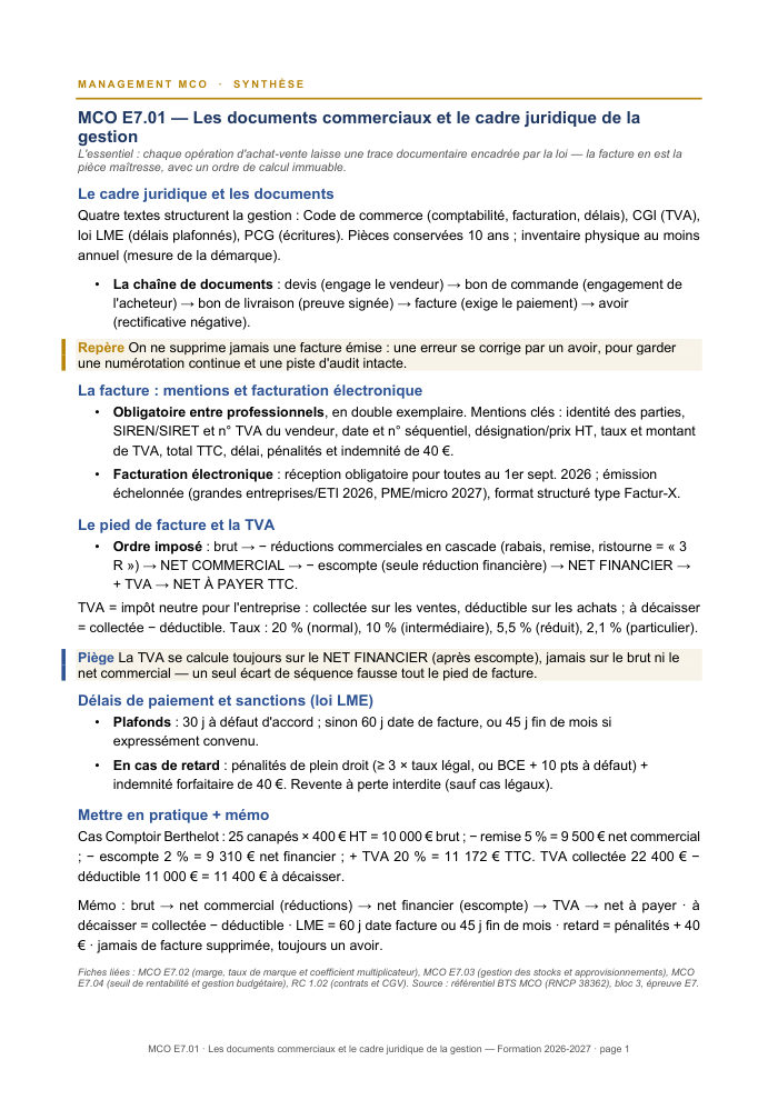 Première page de la synthèse