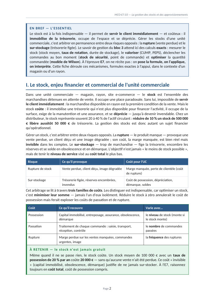 Une page du cours MCO E7.03