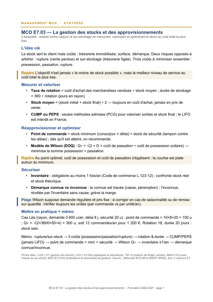 Première page de la synthèse