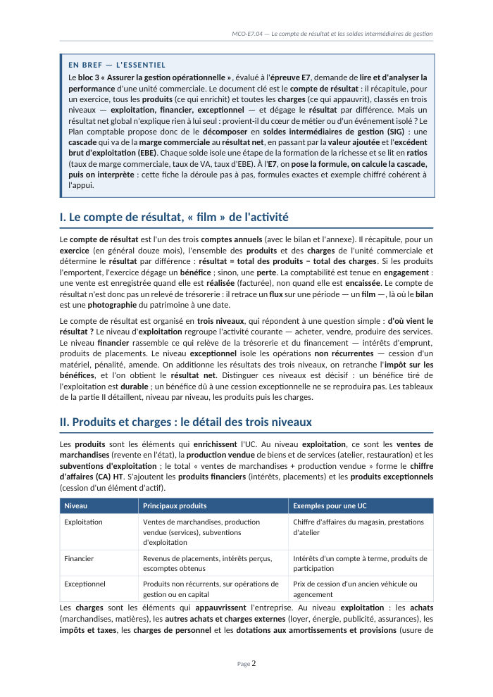 Une page du cours MCO E7.04