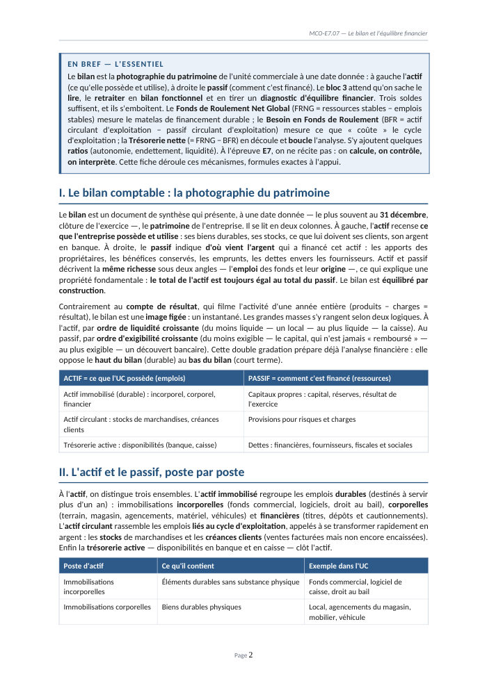 Une page du cours MCO E7.07