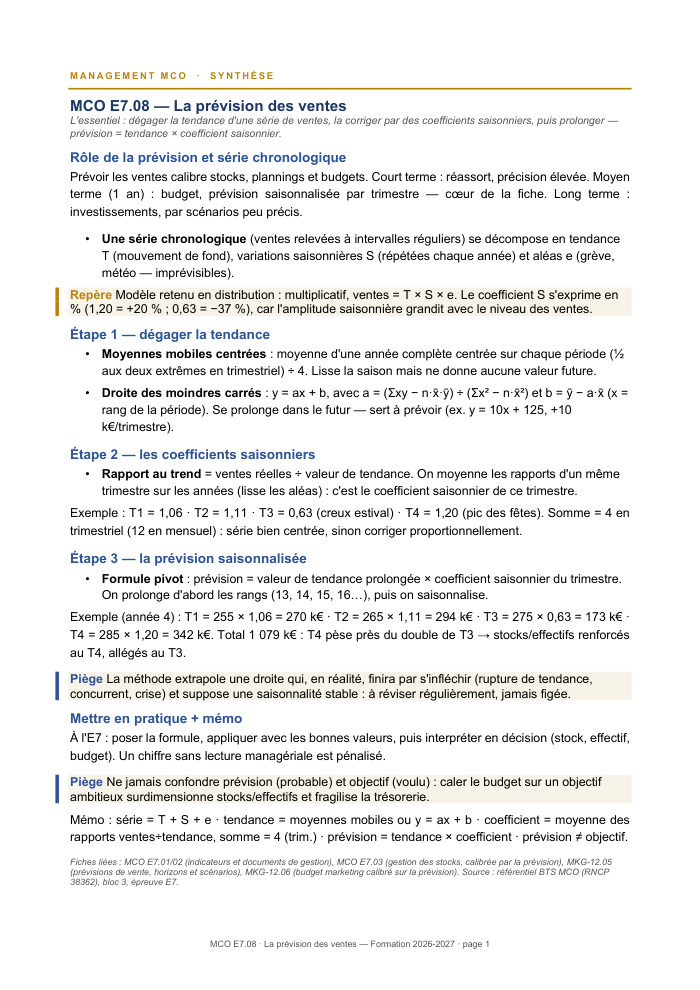 Première page de la synthèse
