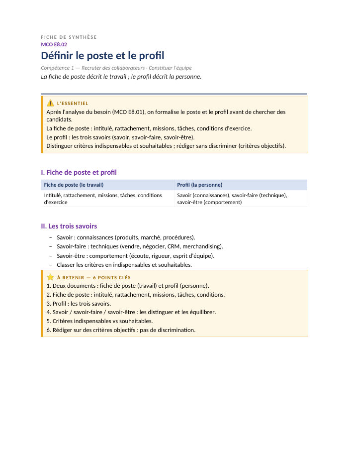 Première page de la synthèse