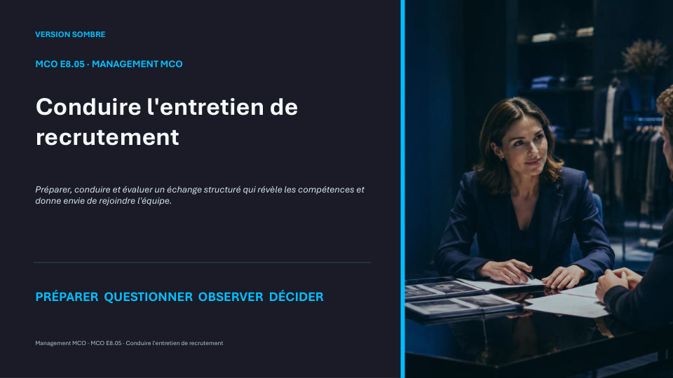 Première diapositive de la fiche MCO E8.05