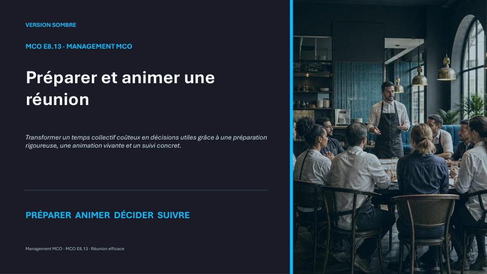 Première diapositive de la fiche MCO E8.13