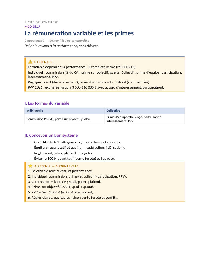 Première page de la synthèse