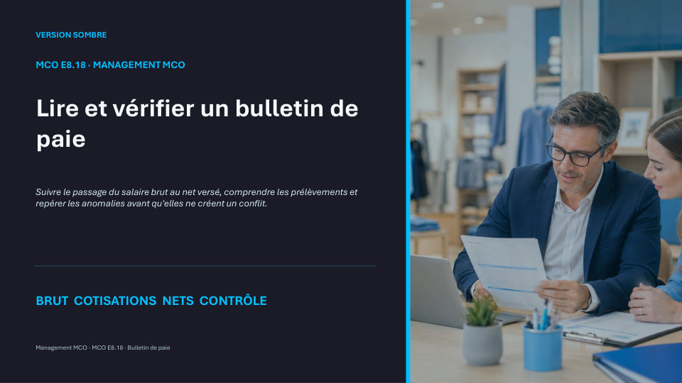 Première diapositive de la fiche MCO E8.18