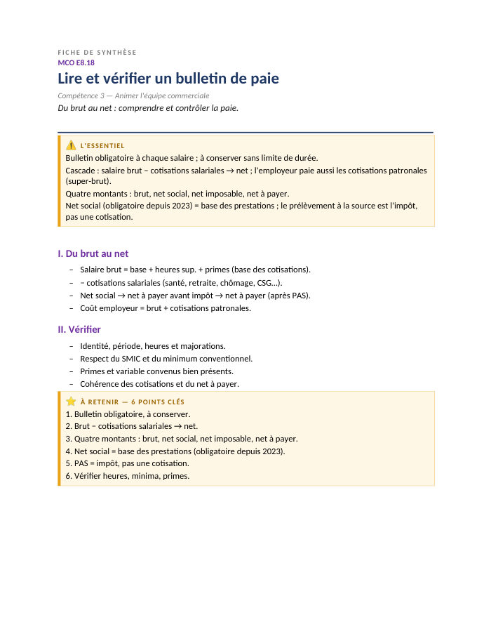 Première page de la synthèse