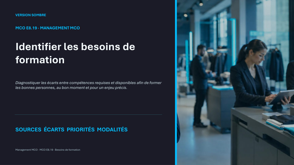 Première diapositive de la fiche MCO E8.19