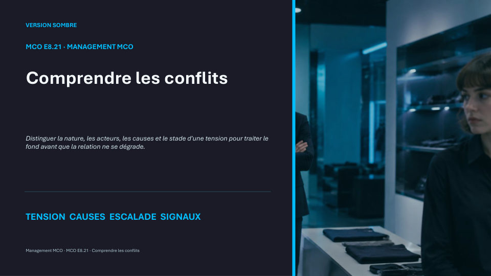 Première diapositive de la fiche MCO E8.21