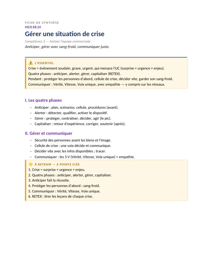 Première page de la synthèse