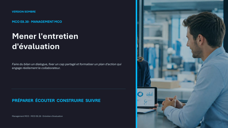 Première diapositive de la fiche MCO E8.30