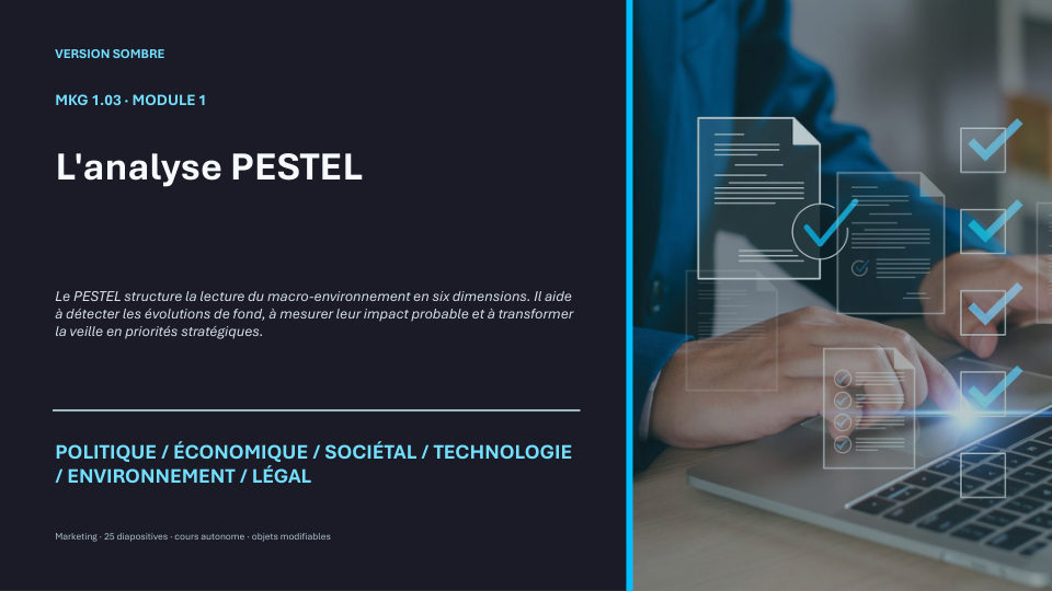 Première diapositive de la fiche MKG 1.03