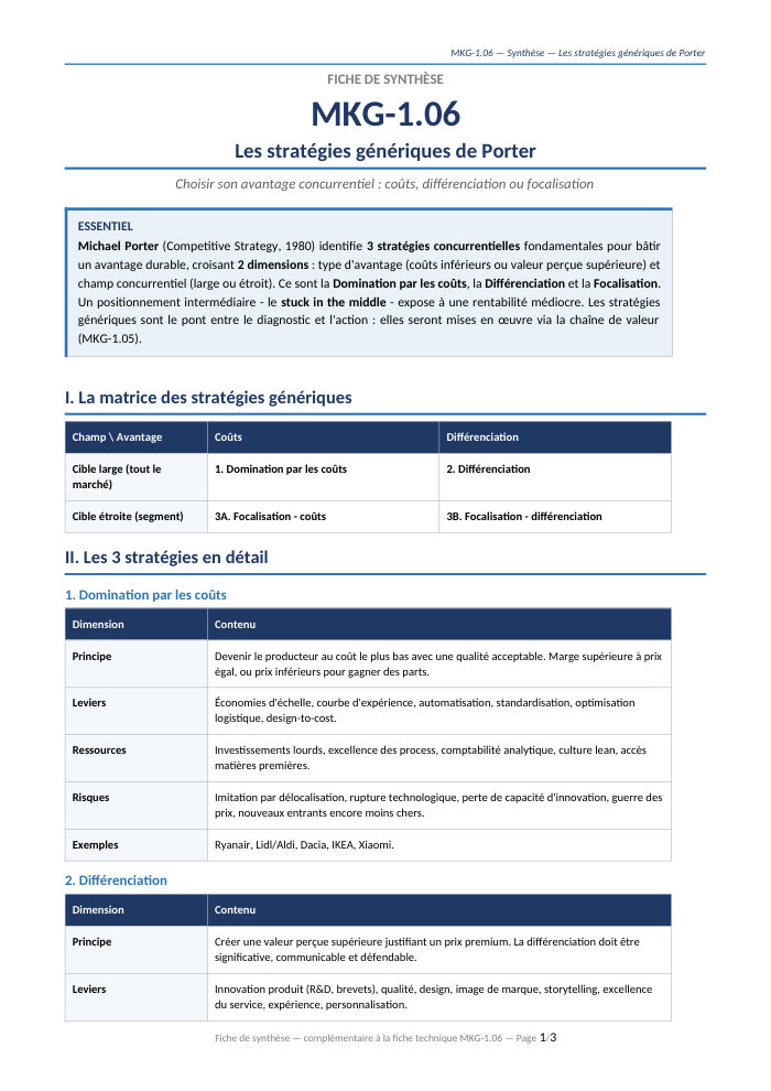 Première page de la synthèse