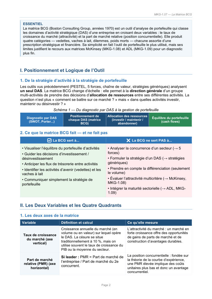 Une page du cours MKG 1.07