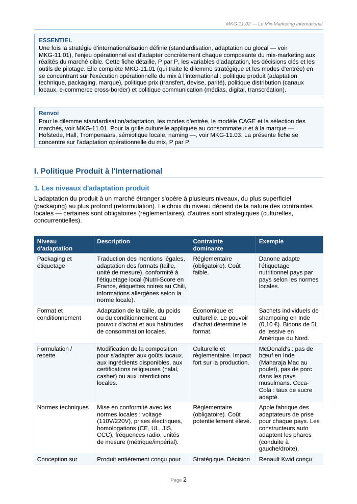 Une page du cours MKG 11.2