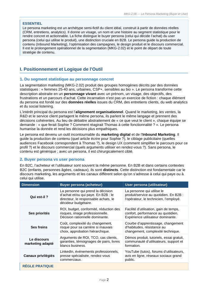 Une page du cours MKG 2.08