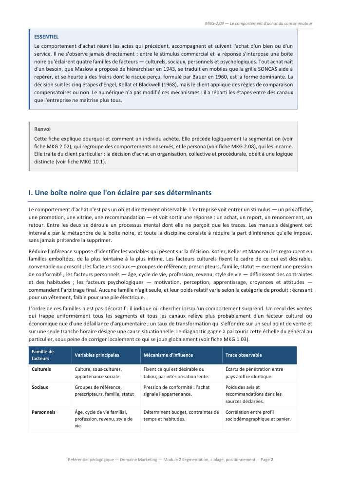 Une page du cours MKG 2.09