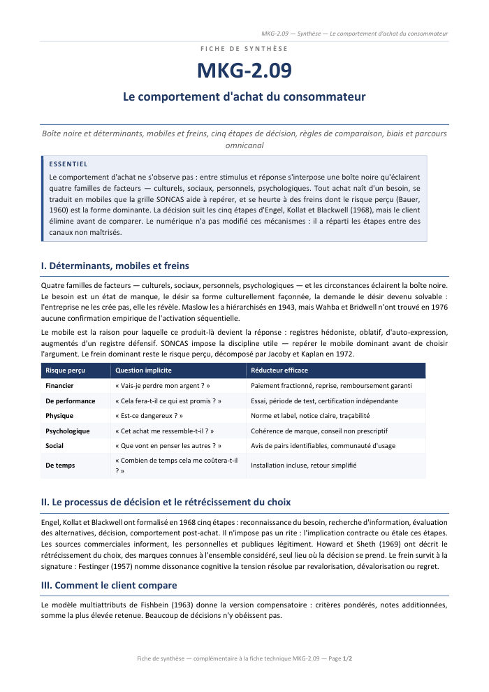 Première page de la synthèse