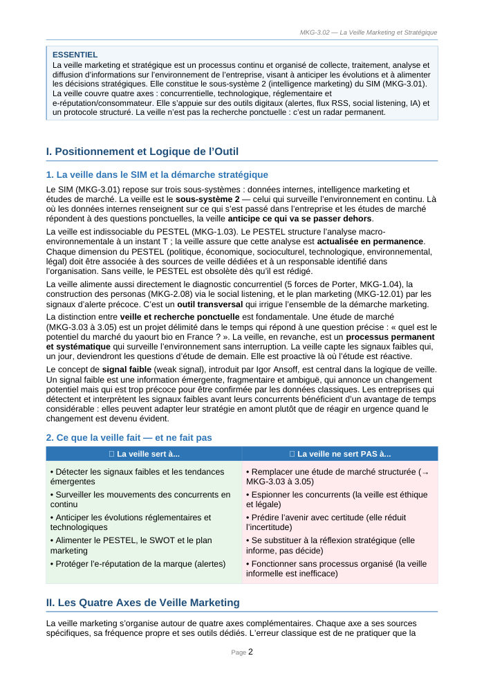 Une page du cours MKG 3.02