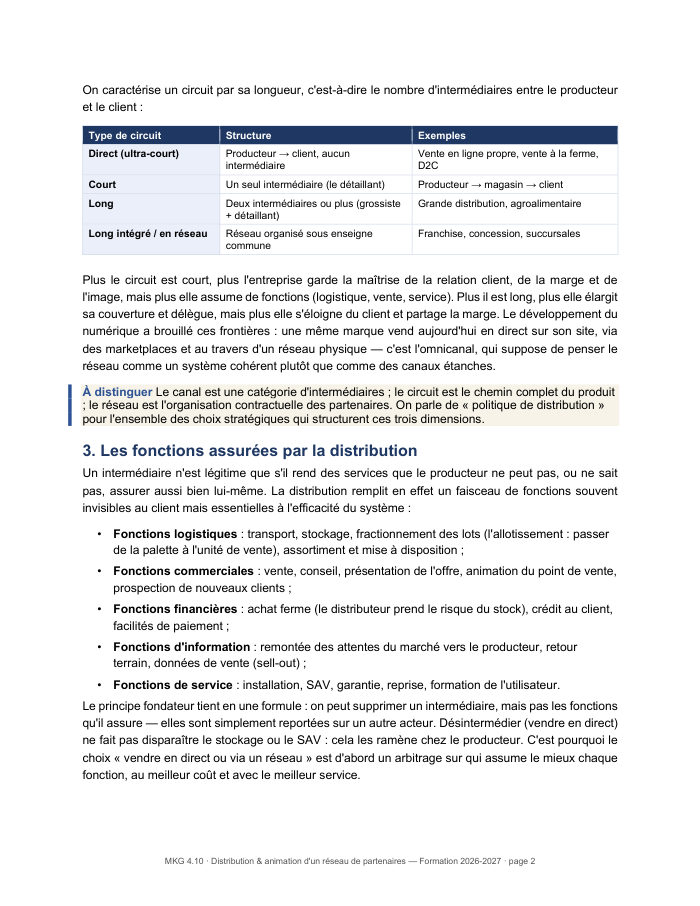 Une page du cours MKG 4.10
