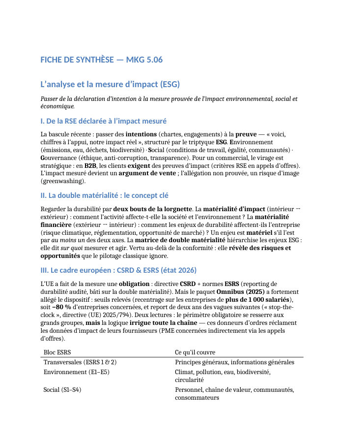 Première page de la synthèse