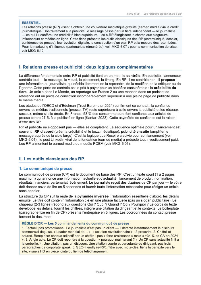 Une page du cours MKG 6.08