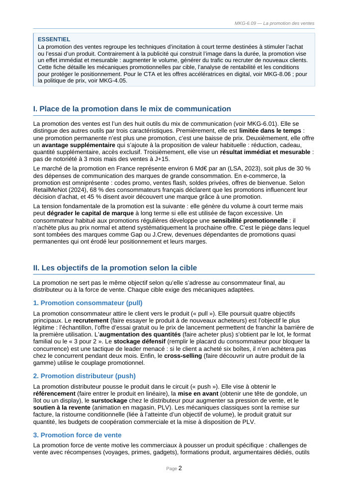 Une page du cours MKG 6.09