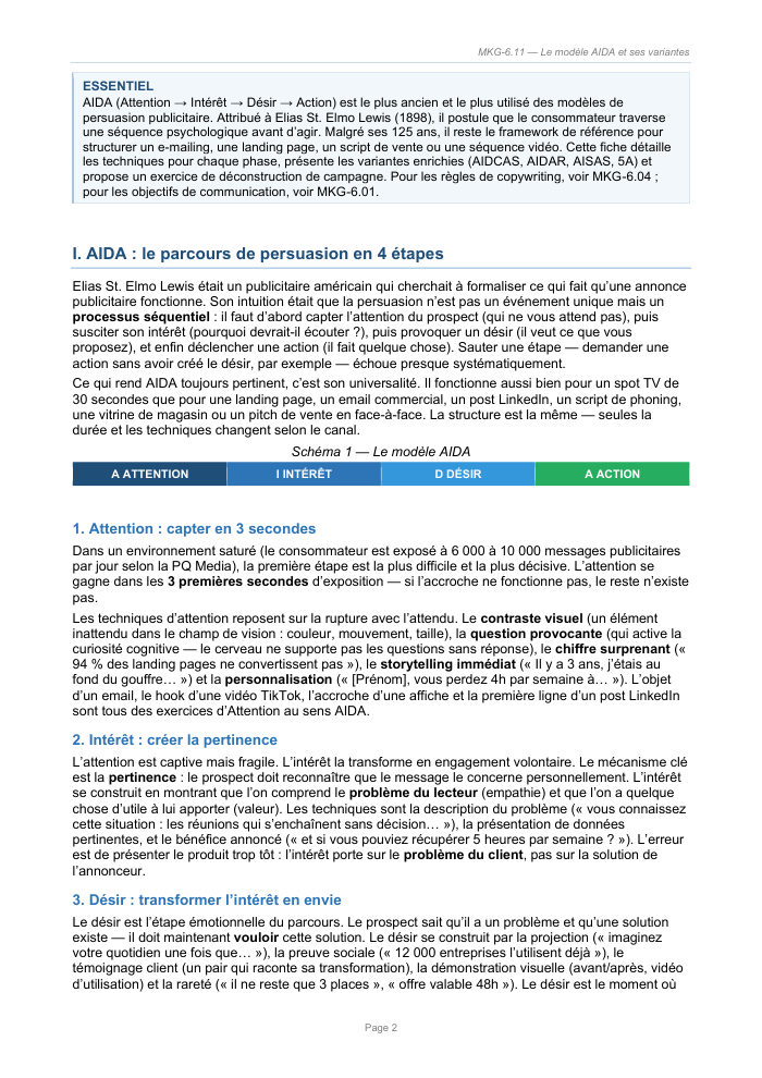 Une page du cours MKG 6.11