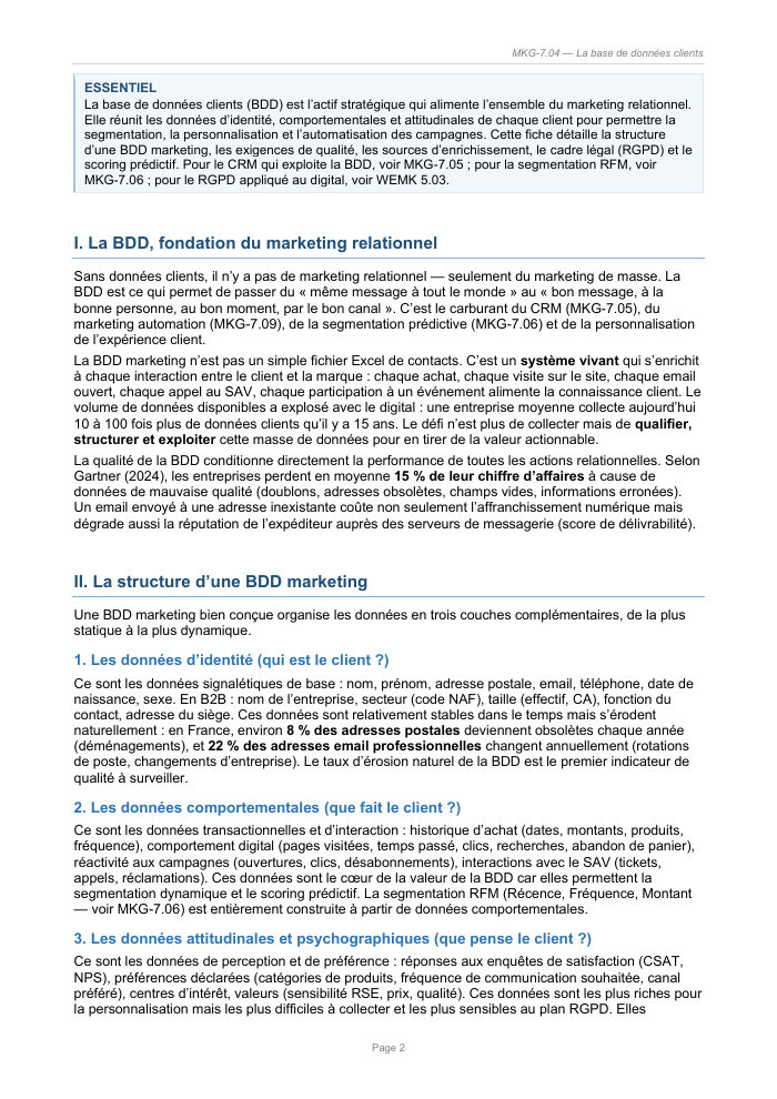 Une page du cours MKG 7.04
