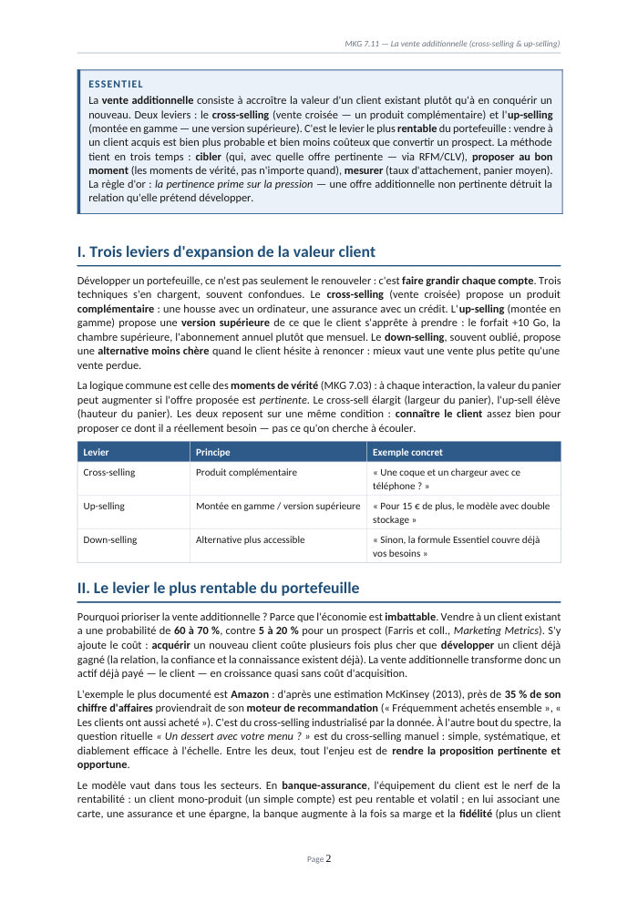 Une page du cours MKG 7.11