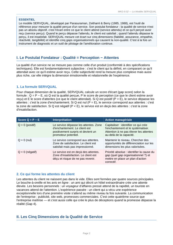 Une page du cours MKG 9.02