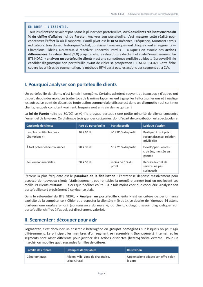 Une page du cours NDRC E4.01