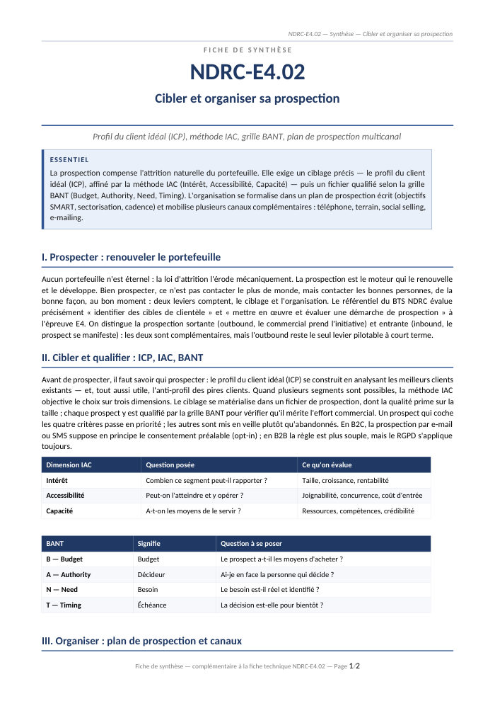 Première page de la synthèse