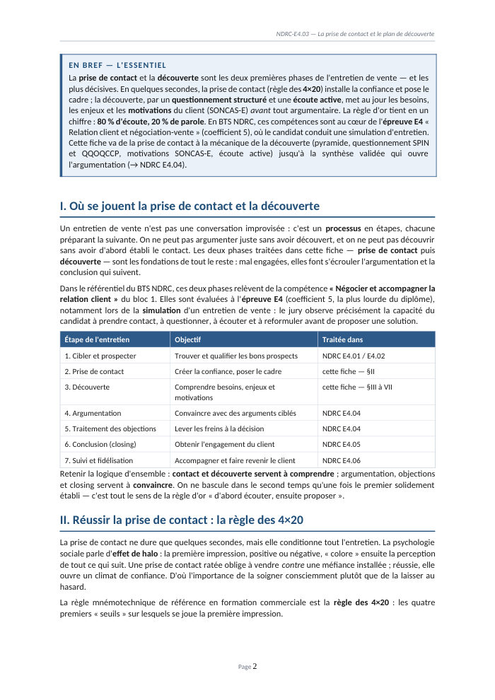 Une page du cours NDRC E4.03