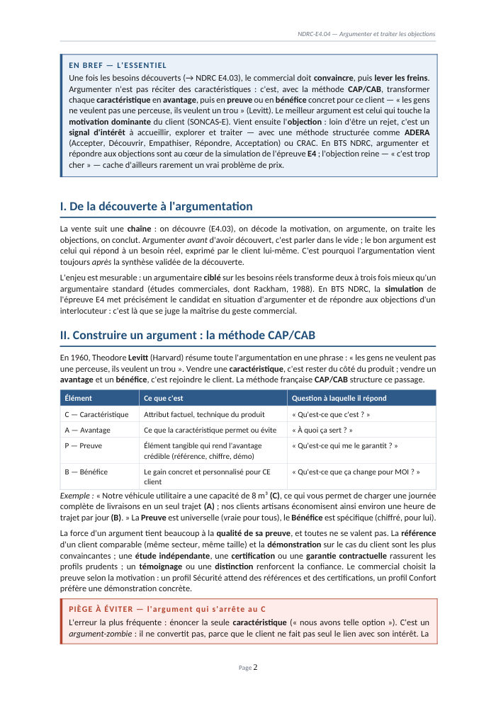 Une page du cours