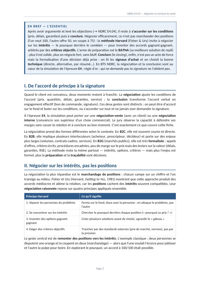 Une page du cours NDRC E4.05