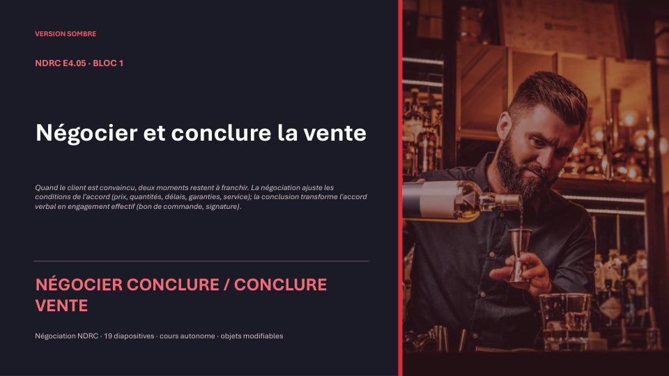 Première diapositive de la fiche NDRC E4.05
