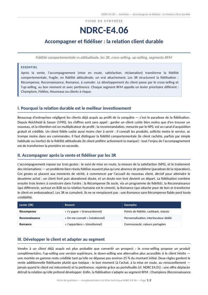 Première page de la synthèse